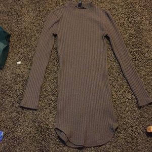 High Neck Brown Bodycon Dress